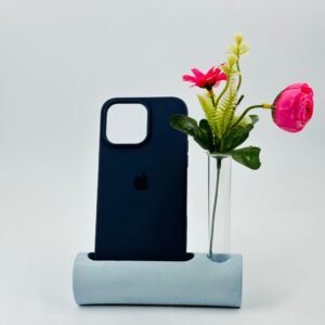 Concrete Test Tube Planter with Card Holder – Modern Plant Holder for Home and Office-blue