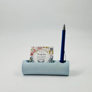 Concrete Test Tube Planter with Card Holder – Modern Plant Holder for Home and Office-blue